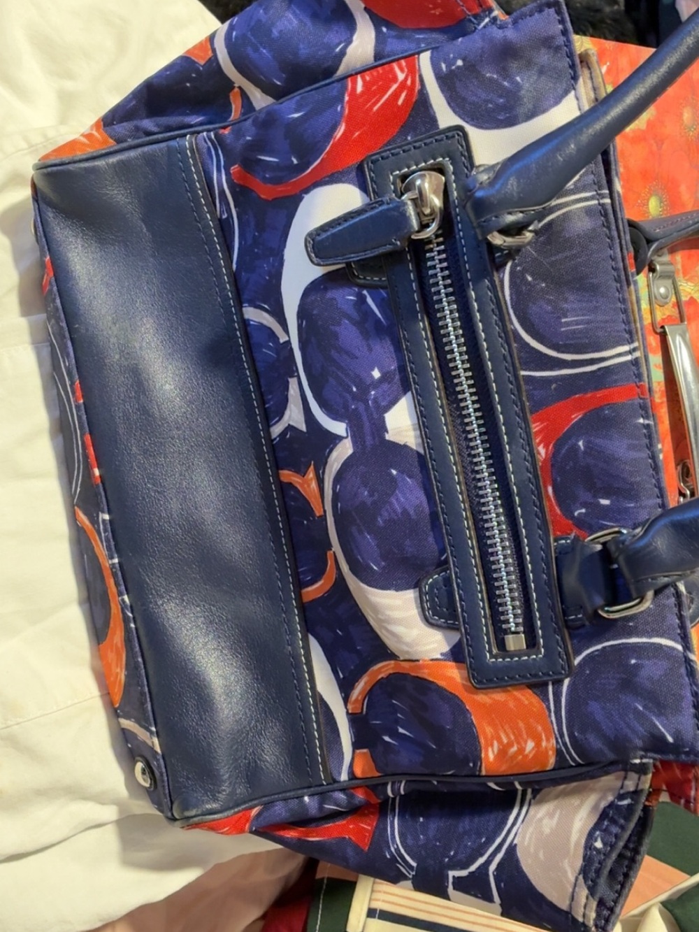 Coach Navy, Red and White Patterned Tote